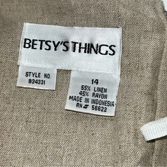 Vintage Betsy's Things Linen Dress Womens 80s 90s Pearl Buttons Lined sz 14 - Picture 9 of 15